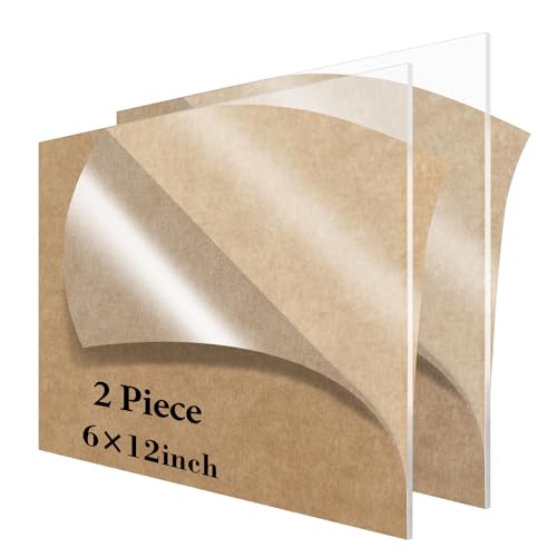 Lesnlok 12 x 6 Acrylic Sheet 1/8 inch Thick 3mm 2 Pack Clear Plexiglass Sheets,for Sign,Craft,Painting,Laser Cutting,DIY Display Projects… - size: 2 piece 12" x 6" 3mm