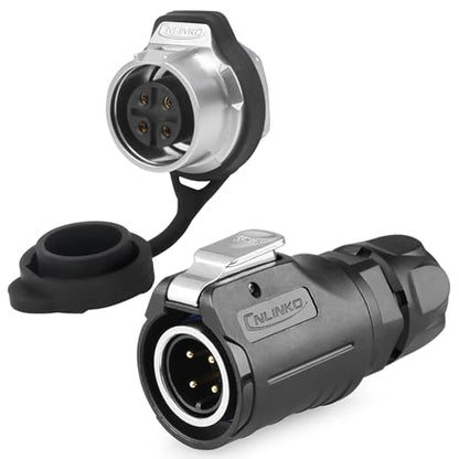 CNLINKO LP-16 4 Pin Circular Aviation Connector Kit Male Plug and Female Socket M16 IP68 Waterproof, PBT Plastic Shell Quick Plug (4 Pin Single Set) - size: 4-Pin, style: Single-Hole Socket Set