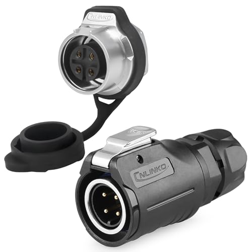 CNLINKO LP-16 4 Pin Circular Aviation Connector Kit Male Plug and Female Socket M16 IP68 Waterproof, PBT Plastic Shell Quick Plug (4 Pin Single Set) - size: 4-Pin, style: Single-Hole Socket Set
