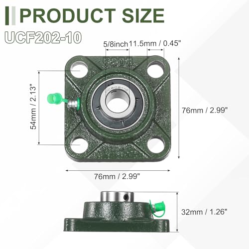 uxcell UCF202-10 Pillow Block Bearings,5/8 inch Bore(ABEC3) - size: UCF202-10 (5/8 inch)