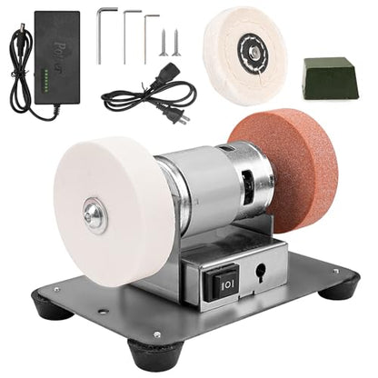 Mini Bench Grinder 3 Wheels, Benchtop Polisher Buffer for Jewelry