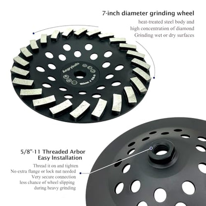 5/8"-11 Threaded Arbor Grinder Wheels 7 inch Concrete Diamond Grinding Disc - style: 7 Inch 5/8"-11 Threaded