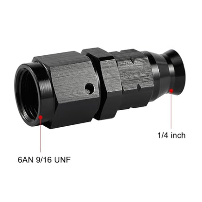 EVIL ENERGY 6AN Female Flare to 1/4" Compression Hardline Fitting Aluminum Black 2PCS - size: 6AN to 1/4