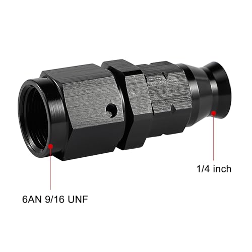 EVIL ENERGY 6AN Female Flare to 1/4" Compression Hardline Fitting Aluminum Black 2PCS - size: 6AN to 1/4