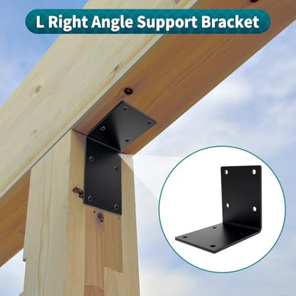 6" x 6" x 5" Heavy Duty Steel L Angle Corner Bracket, 90 Degree Support Bracket for Wood Beams Pergolas Shelves Furniture, Thickness 0.22", Max Load 300 lbs, 8 Pack - size: 6" x 6" x 5"