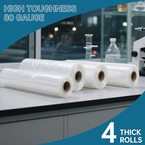 Stretch Film Shrink Wrap Roll 20" x 1500FT, Heavy Duty Stretch Wrap 4 Pack - size: Clear 20in 4Roll