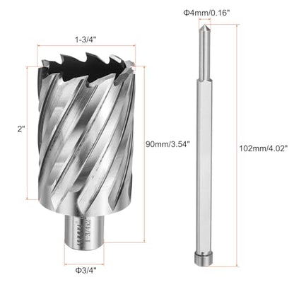 HARFINGTON Annular Cutter 1-3/4" Cutting Diameter Shank 3/4" with 2" Depth of Locating Pin M2 High-Speed Steel Drill Bit Annular Cutter for Standard Magnetic Drills Machine Tools Mills - size: 1-3/4 inch * 2 inch
