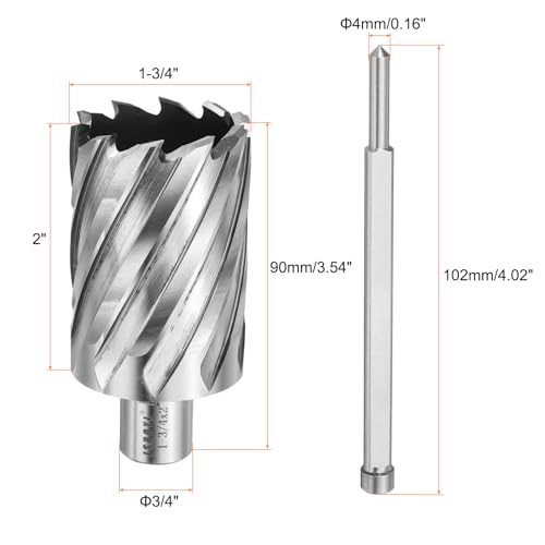 HARFINGTON Annular Cutter 1-3/4" Cutting Diameter Shank 3/4" with 2" Depth of Locating Pin M2 High-Speed Steel Drill Bit Annular Cutter for Standard Magnetic Drills Machine Tools Mills - size: 1-3/4 inch * 2 inch