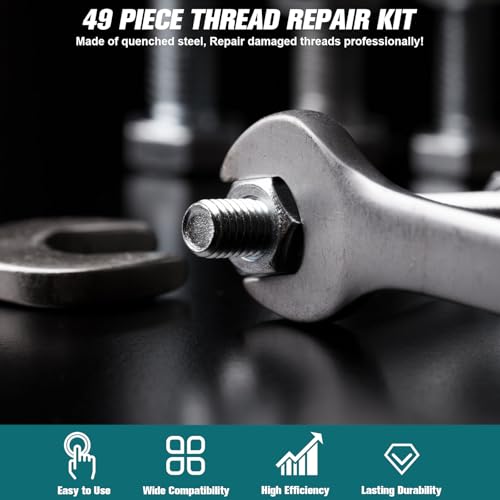 49 PCS Thread Chaser Set, UNC UNF and Metric Thread Repair Kit