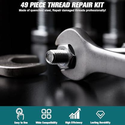 49 PCS Thread Chaser Set, UNC UNF and Metric Thread Repair Kit