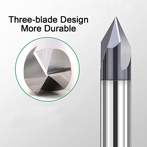 4Pcs Carbide Chamfer End Mill V Groove Router Bit 60 Degree and 90 Degree - size: 5/32" & 1/4", 60 & 90 Degree