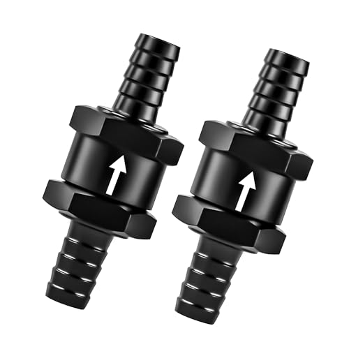 3/8 Inch 2PCS Fuel One-way Check Valve, Aluminium Alloy 10mm OD Fuel Line Check Valve One Way Non Return for Diesel Gasoline Water, Black (Set of 2) - color: Black, size: 3/8" (10mm)