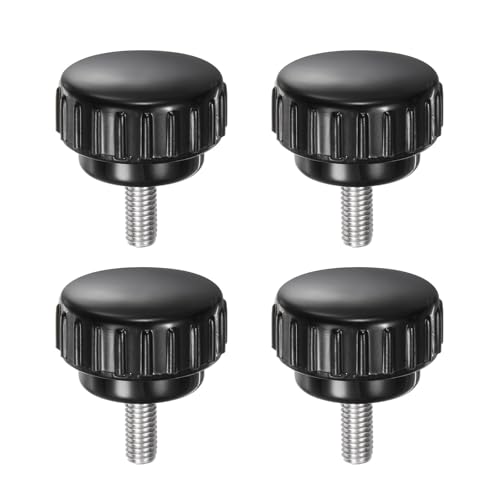 uxcell 4pcs Knurled Clamping Knobs M5 x 12mm Metric 304 Stainless Steel Male Thread Thumb Screw on Type 25mm Plastic Round Head Threaded Hand Bolt Stud Knobs Black - size: M5 x 12mm x 25mm