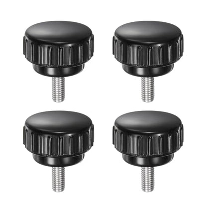 uxcell 4pcs Knurled Clamping Knobs M5 x 12mm Metric 304 Stainless Steel Male Thread Thumb Screw on Type 25mm Plastic Round Head Threaded Hand Bolt Stud Knobs Black - size: M5 x 12mm x 25mm