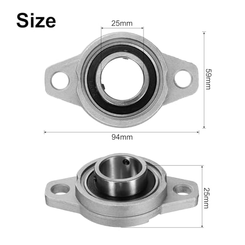 uxcell 2pcs KFL005 Pillow Block Bearings 25mm Bore Bearing Units Zinc Alloy Flange Mounted Bearing Housing, P6(ABEC3) - size: KFL005