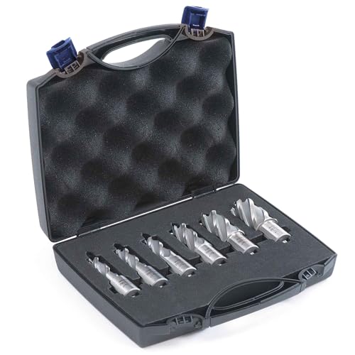 Evolution Power Tools Annular Cutter Kit for Magnetic/Mag Drills, 1 Inch Depth Drill Bit, Mixed Width 7/16 to 1-1/8 Inch, Carry Case Included, Set of 12 - style: Cutter Kit 6pc x 2"