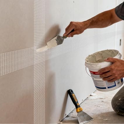 QILIMA Self-Adhesive Fiberglass Drywall Joint Mesh Tape, Fiber Mesh Crack Patch Wall Repair Fabric,4 Inch by 148 Feet White - size: 4Inch x 148 Feet
