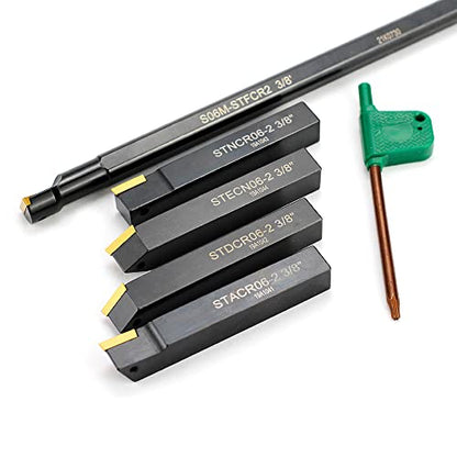 OSCARBIDE 3/8" Shank Lathe Turning Tool Set TCMT21.51 Inserts,5-Piece