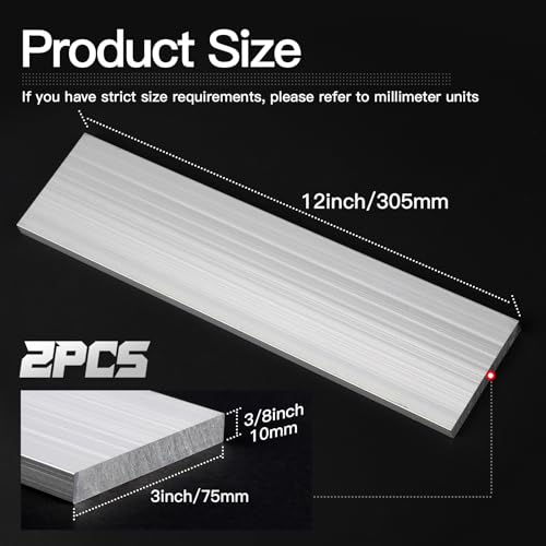 3/8" (10mm) X 3"(75mm) Square Aluminum Flat Bar 12" Long, 2 Pieces 6061 General Purpose Plate T6511 Solid New Mill - size: 3/8x3x12inch