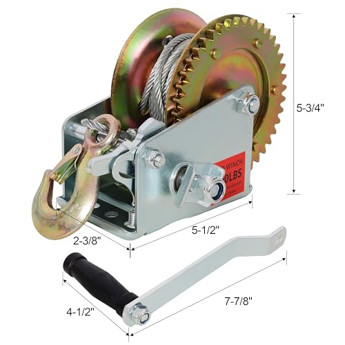 200LBS Manual Winch–32.8FT Cable,Multi-Use