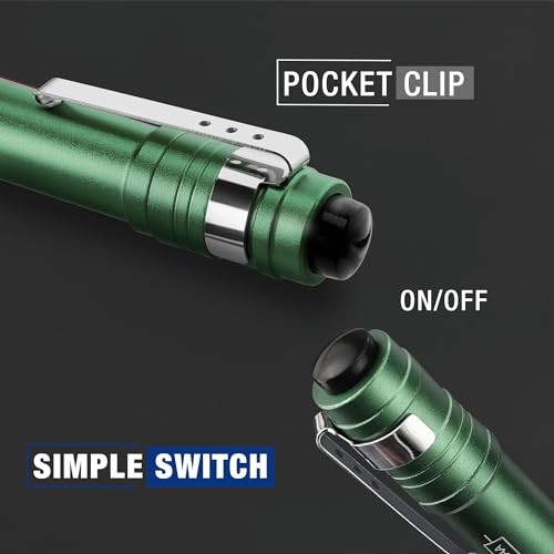 WORKPRO LED Pen Light, Aluminum Pen Flashlight, Pocket Flashlight with Clip - color: Green