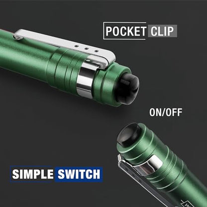 WORKPRO LED Pen Light, Aluminum Pen Flashlight, Pocket Flashlight with Clip - color: Green