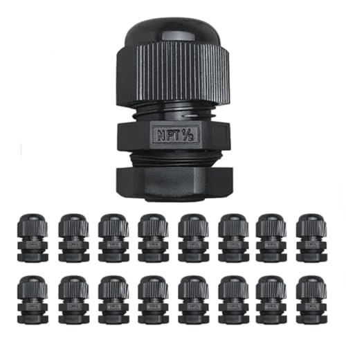 PENGLIN 100PCS NPT 1/2 Nylon Cable Gland P68 Waterproof - color: Black, size: 1/2 Inch (100-Pack)