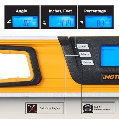 MOTORHEAD 24-Inch 0-180° Smart Digital Level, LCD Screen, Magnetic Bottom - size: 24"