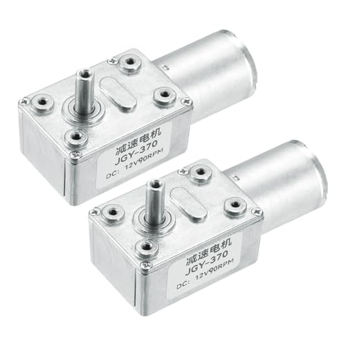 MECCANIXITY 2 Pcs DC 12V 90 RPM Reversible Worm Geared Motor Reducer Motor 6mm D Shape Shaft High Torque Gear Box Reduction Electric Motor for Sweepers, Printers, Ovens - style: 90 RPM