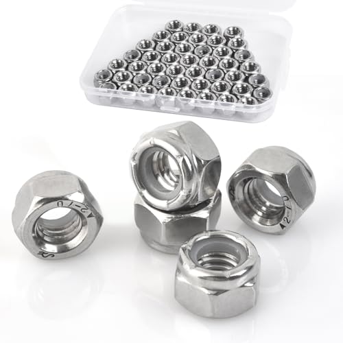 1/2-13 Locknuts - 20Pcs Nylon Insert Lock Nuts,304 Stainless Steel - size: 1/2-13(20 pack), style: SAE