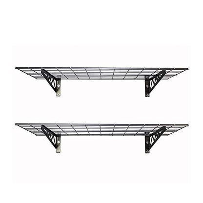 SafeRacks Steel Garage Wall Shelves 2-Pk w/Hooks, 500lb, Hammertone (24x48) - color: Hammertone, size: 24"x48" (2-Pack)