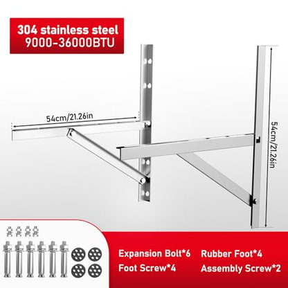 304 Stainless Steel Wall Mount Bracket for 9000-36000 BTU Mini Split AC, Rust Resistant Outdoor Support for Heat Pump System - size: 304 stainless steel 9000-36000BTU