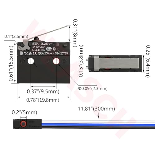 IP67 Waterproof Micro Switch, UL Recognized Component 3Pin Pre-Wired - size: WS1-Hinge Lever