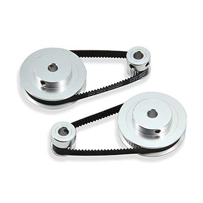 2PCS Set GT2 Synchronous Wheel 20&60 Teeth 6.35mm Bore Aluminum Timing Pulleys with 2PCS Length 200mm Width 6mm Belt (20-60T-6.35B-6) - style: 20-60T-6.35B-6