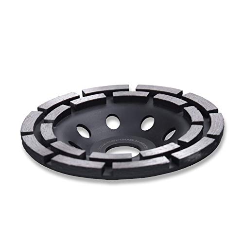 HERZO Diamond Concrete Grinding Wheel 5 inch,Double Row Diamond Cup Wheel for Polishing and Cleaning Stone Concrete Surface, Cement, Marble, Rock, Granite, and Thinset Removing - style: 125mm double row