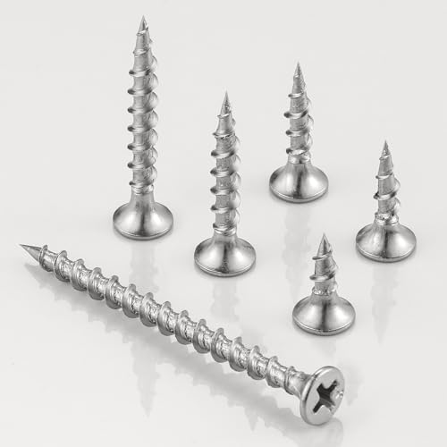 Wensilon (313 pcs)#8X1 410 Stainless Steel Fastener Drywall Screws-Phillips with coarse Threaded tip, Suitable for Drywall Slate, Wood, etc.(1 pounds) - color: Stainless Steel, size: #8*1"