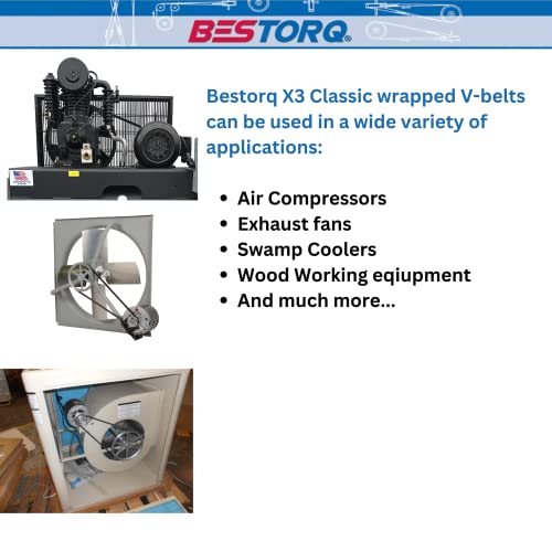BESTORQ 3L210 V-Belt, Classic Wrapped Rubber X3 V-Belt, Black, 21" Outside Circumference x .38" Width x .24" Height, Pack of 1 - size: Pack of 1, style: 3L210