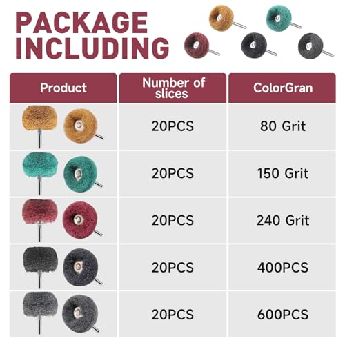 50 PCS Abrasive Buffing Wheel, 1 Inch Polishing Kit 600 Grit - style: Grey 600 Grit 50pcs