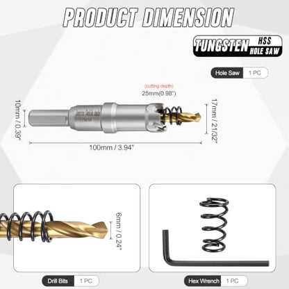 21/32" 17mm Hole Saw Tungsten Carbide TCT Hole Cutter W/Drill Bit - size: 17mm (21/32")