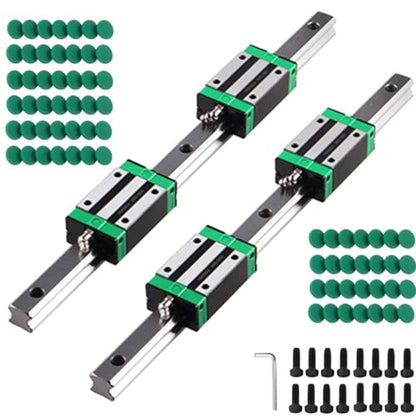 Linear Guide Rail 2 X HGR 20-2200mm Linear Slide Rail + 4 X Bearing Blocks Linear Guideway Rail for DIY CNC Routers Lathes Mills - size: 2200mm, style: Linear Rail HGR20 with Green Bearings