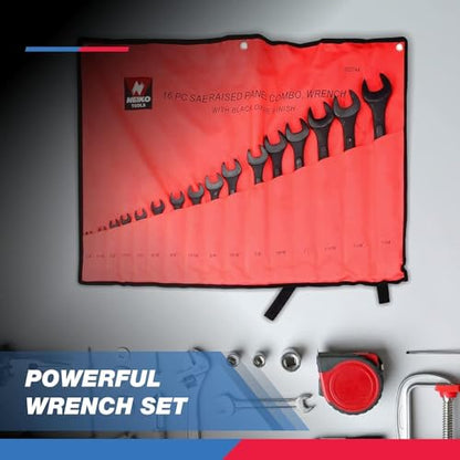 Neiko 03575A Jumbo Combination Wrench Set | 16 Piece | MM | 6 mm to 32 mm | Raised Panel Construction - size: 16 Piece, style: Metric