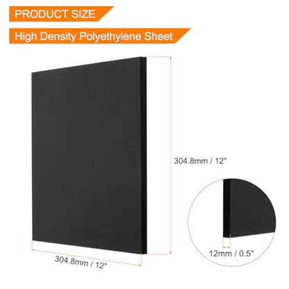 MECCANIXITY 2Pcs UHMW Sheet Ultra High Molecular Weight Polyethylene Sheet, 1/2" Thick Hard HDPE Plastic Sheet Board for Marine Board,DIY Craft, Marine Plywood 12" x 12" Black - color: Black, size: 1/2" x 12" x 12"