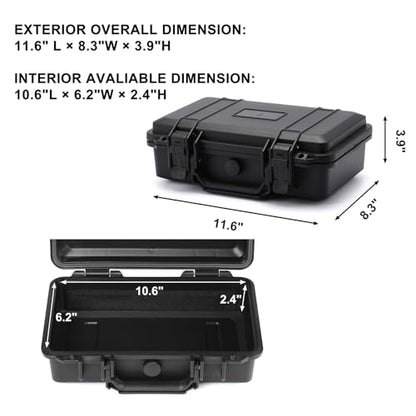 Mayouko Portable Tool Box with Shock- Proof Sponge, Water Proof Grade IP67, Waterproof Hard Case with Foam Insert, Shockproof Carrying Case, Explosion Proof Box, 11.6"L×8.3"W×3.9"H - size: 11.6"L×8.3"W×3.9"H