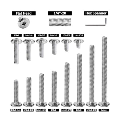 5/16-18 x 3" (10 Pack) Flat Head Hex Socket Cap Screws Bolts, 304 Stainless Steel 18-8, Hex Drive Countersunk Furniture Connector, Fully Threaded Machine Thread, Bright Finish