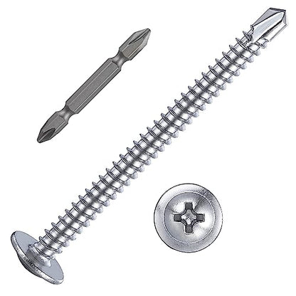 Wensilon（100pcs）#8×2”for Sheet Metal Self-Tapping Screws 410 Stainless Steel Truss Head High-Strength Quick Tapping Screws - color: Silver, size: #8X2"