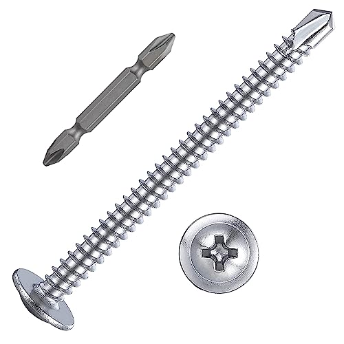 Wensilon（100pcs）#8×2”for Sheet Metal Self-Tapping Screws 410 Stainless Steel Truss Head High-Strength Quick Tapping Screws - color: Silver, size: #8X2"