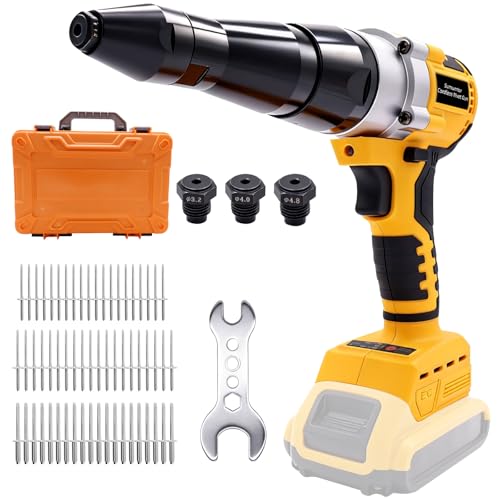 Cordless Electric Rivet Gun Tool Compatible with Dewalt 20V Max Battery - color: Yellow