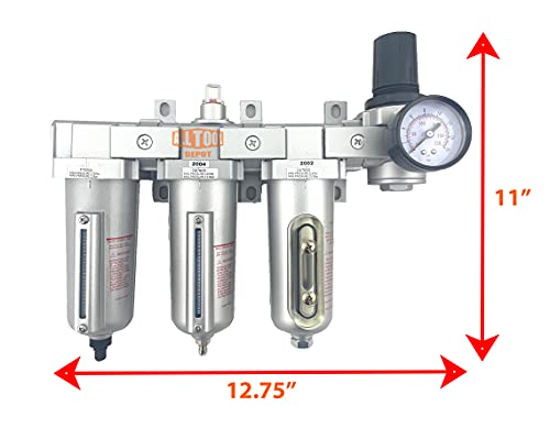 3/4" NPT HEAVY DUTY Industrial Grade 4 Stages Filter Coalescing Desiccant Dryer Regulator System For Compressed Air Lines, Metal Bowls, Great For Paint Spray And Plasma Cutter (AUTO DRAIN) - color: 140 Cfm, 175 Psi (Auto Drain), size: 3/4" NPT