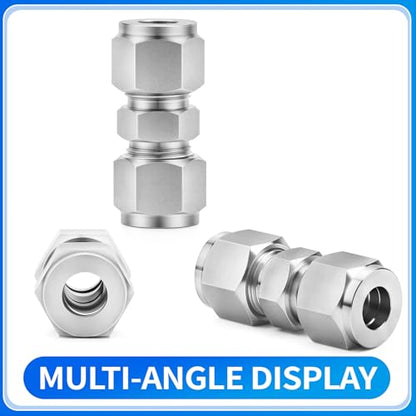 ChillWaves 304 Stainless Steel Compression Tube Fitting, 1/2" OD x 1/2" OD Compression Union Connector(2-PACK) - size: 1/2" OD x 1/2" OD