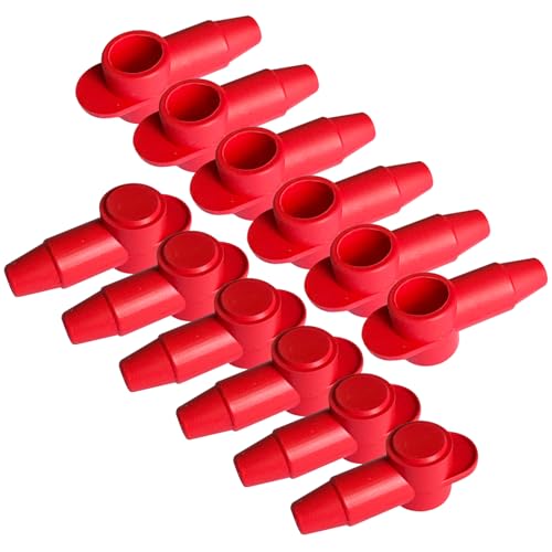 Ampper Silicone 1/4", 5/16" Stud Terminal Cover Fit 6-1 Gauge, Red 12 Pc - color: Red, size: 1/4" & 5/16" Stud M